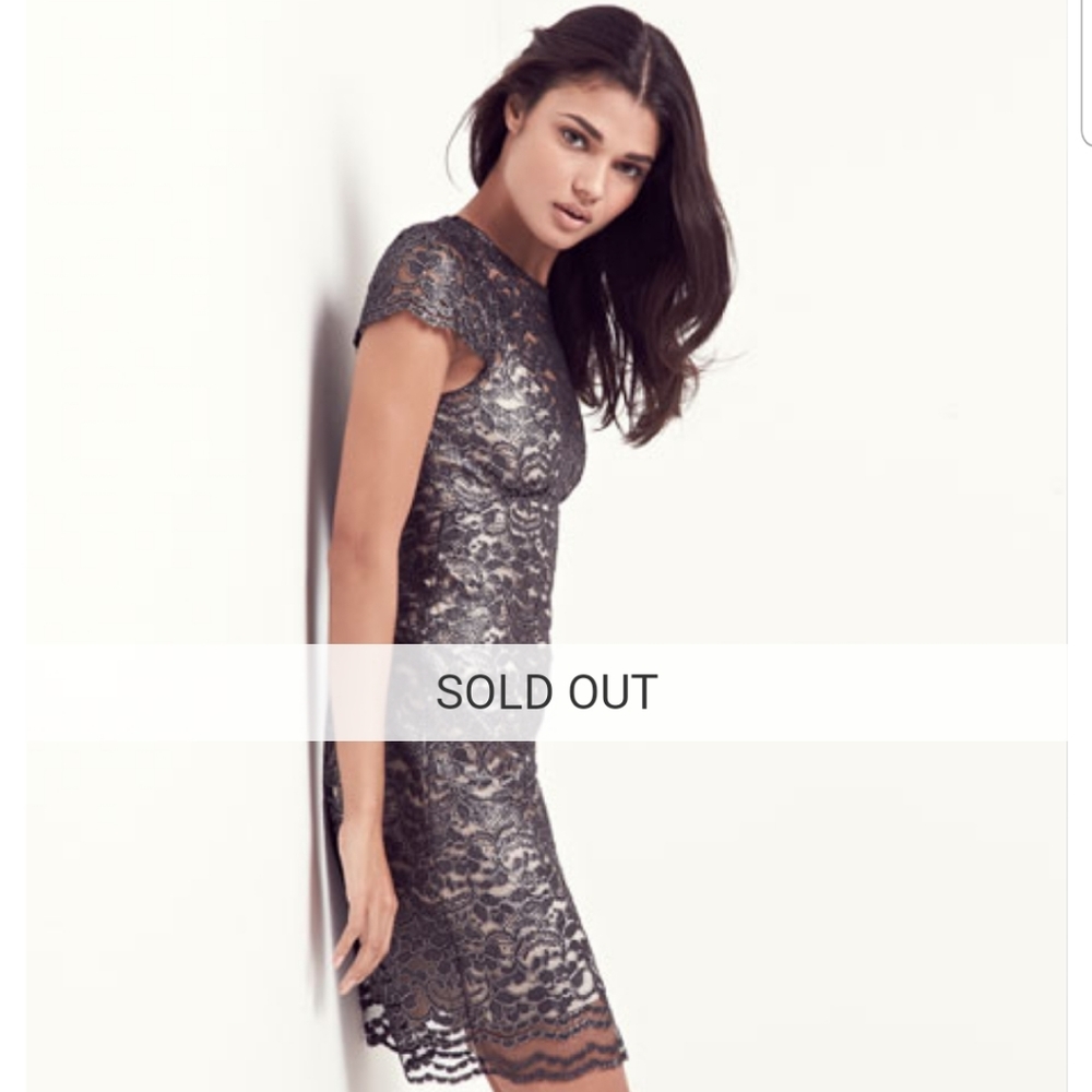 NWOT L'Agence Silver Metallic Lace Dress Size 4